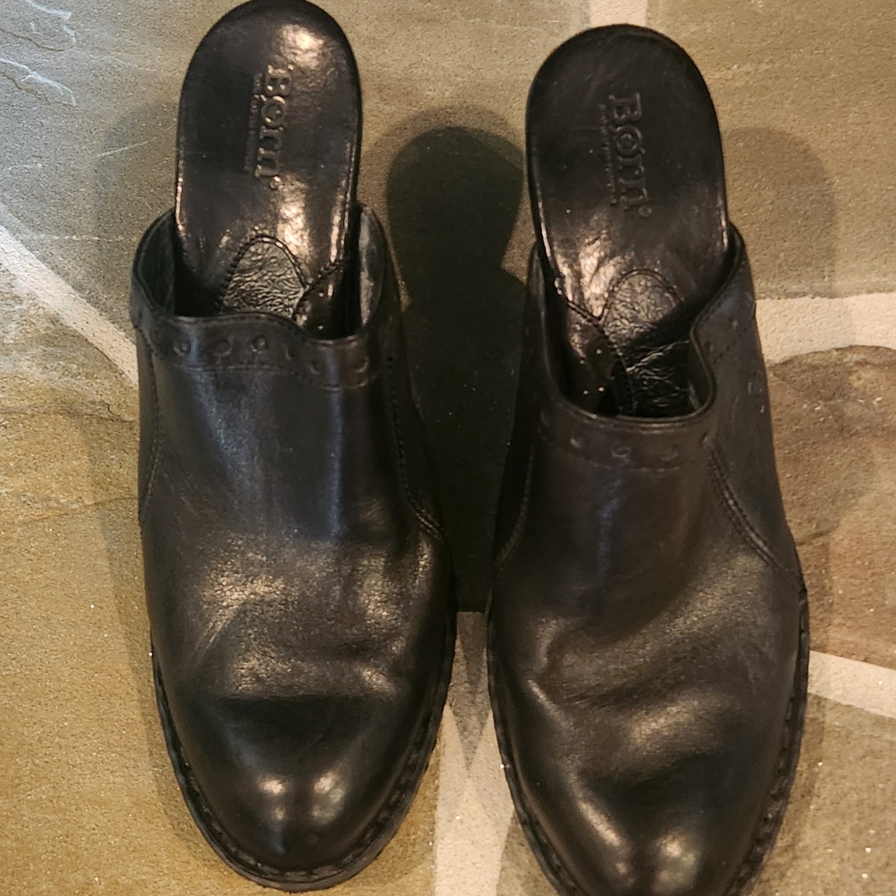 Born Black Mules Classic Leather Clogs